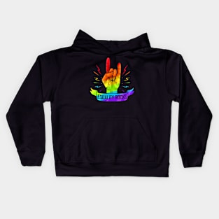 Colorful Sign Of The Horns Hand LGBTQ Equality Rocks Kids Hoodie